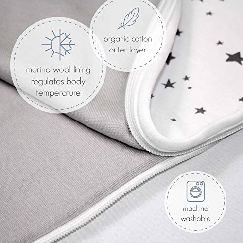 Woolino Merino Wool & Organic Cotton Baby Sleep Sack 2-24 Months – Ultimate 4-Season Baby Sleeping Bag, Universal Size Wearable Blanket, 2-Way Zipper & Adjustable Fit, Year-Round Use - Sun