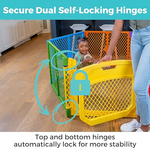 Toddleroo by North States - Superyard Colorplay Ultimate Play Yard: Freestanding 6 Panel Baby Playpen - Indoor/Outdoor Use - Made in USA - Encloses Up to 18.5 Square Feet - 26 Inches Tall - Colorplay