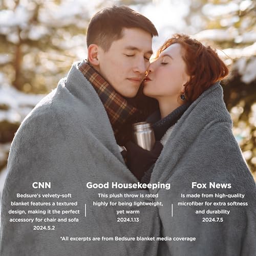 Bedsure GentleSoft Fleece Throw Blanket for Couch Grey - Lightweight Plush Fuzzy Cozy Soft Blankets and Throws for Sofa, Couch, Travel, Camping, 50x60 inches