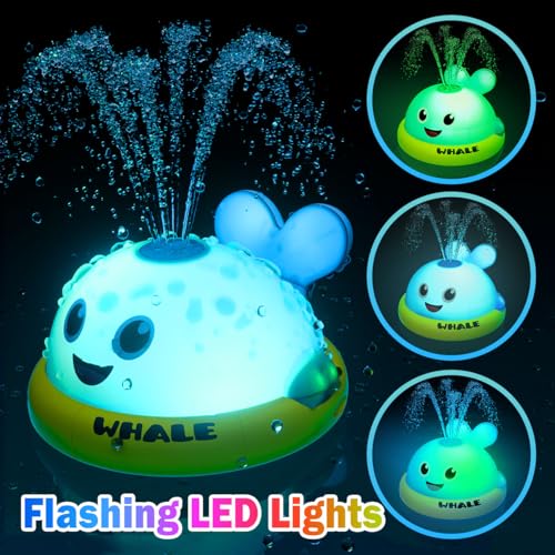 Baby Bath Toys, Light Up Whale Bath Toys for Kids Ages 1-3, Pool Water Toys for Toddlers Bathtub Fountain Toys, Birthday Gifts for 1 2 3 Year Old Boys & Girls