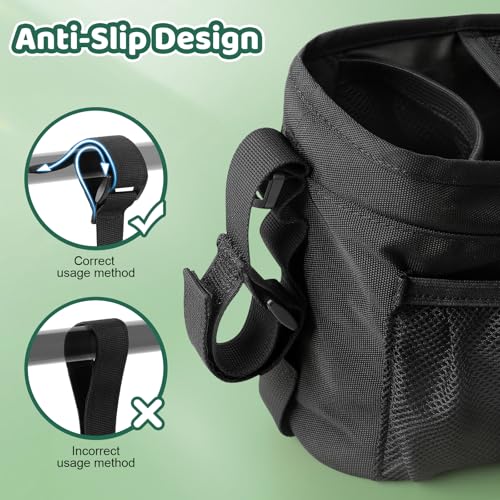 Guiseapue Universal Stroller Organizer with Cup Holder: Baby Essentials, Stroller Caddy Accessories with Detachable Phone Bag, Non-Slip Straps, Fits for Uppababy, Baby Jogger, New Moms Baby Gifts