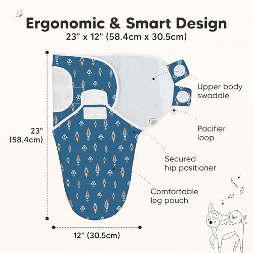 KeaBabies 3-Pack Organic Baby Swaddles for Newborns, Infant (Cosmo, 0-3M)