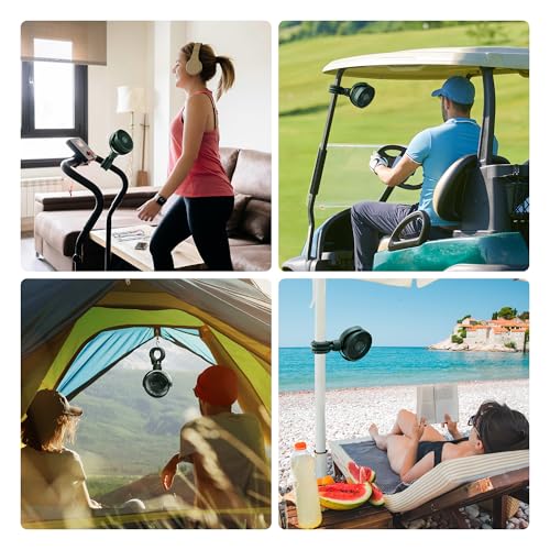 JISULIFE Battery Operated Portable Stroller Fan,4 Wind Speeds and 720° Adjustable Angle,USB Rechargeable Handheld Mini Fan,Octopus Clip Design for Crib, Golf Cart, Treadmill - Green