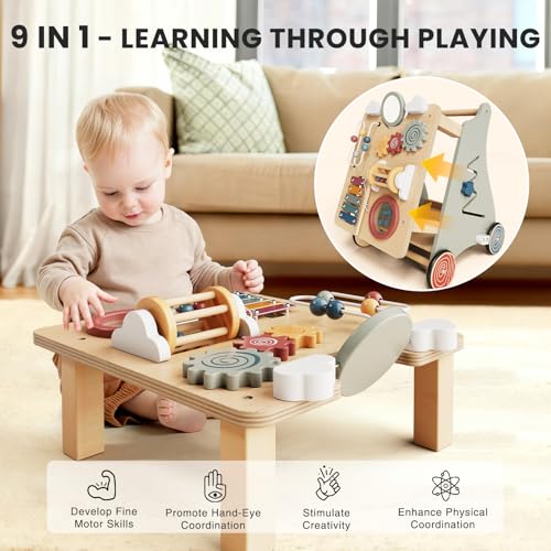 Baby Push Walker with Wheels for 6-12 Months Boys Girls, Walking Toys for 1 Year Old Learning to Walk