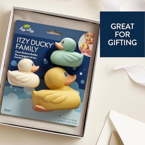 Itzy Ritzy Ducky Family – 3-Piece Floating Bath Toy Set with Watertight Design – Soft, Squeezable Ducks Designed for Ages 6 Months and Up (Ducks)