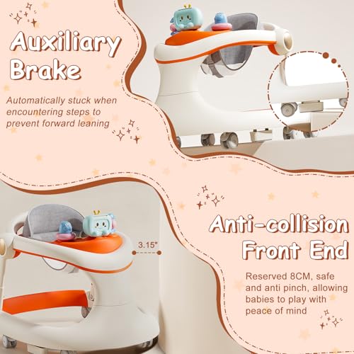 Foldable Baby Walker with Wheels, Activity Toddler Walkers for Boys Girls