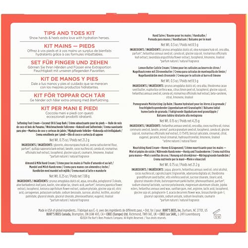 Burt's Bees Gifts Ideas, Tips and Toes Kit, 6 Travel Size Products - Pomegranate Moisturizing Lip Balm, 2 Hand Creams, Foot Cream, Cuticle Cream, and Hand Salve