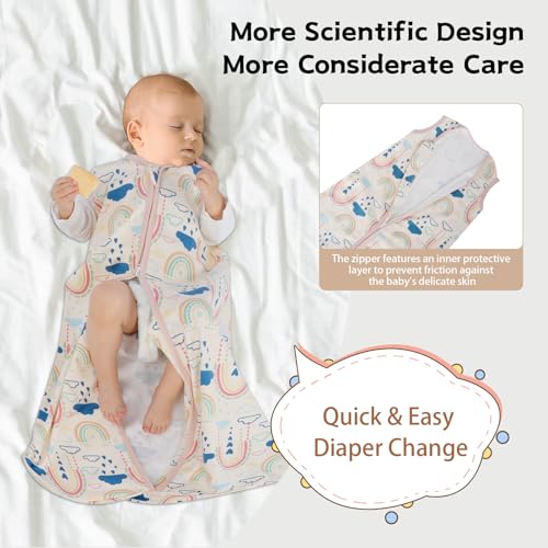 Wrrernsin Baby Sleep Sack 0-6 Months,100% Cotton TOG 0.5 Wearable Blanket for Newborn and Infant, 3 Pack 2-Way Zipper Lightweight Sleeping Bags for Toddler