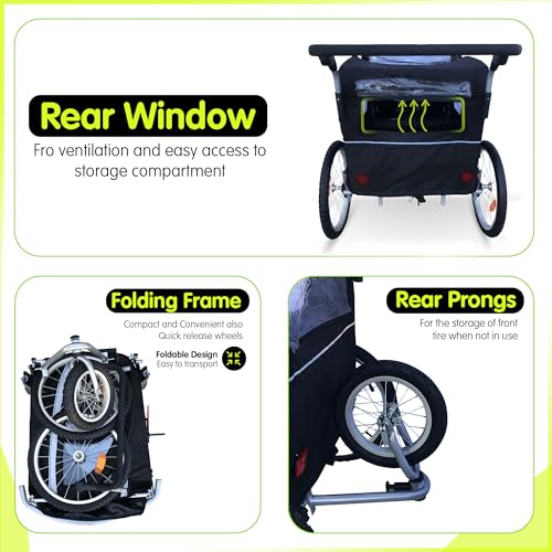 Booyah Strollers Double Child Baby Bike Bicycle Trailer, Jogger, Stroller with Suspension (Orange)