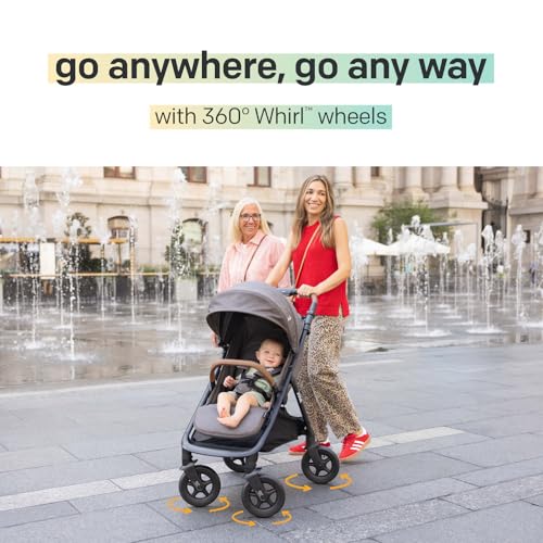 Joie Baby, Caraway Whirl Stroller & Mint Latch Car Seat - Baseless Car Seat & 360 Degree Wheel Travel System (Thunder)