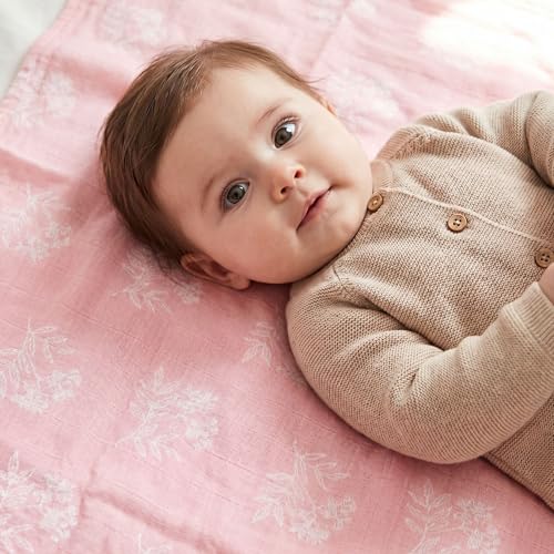 GLLQUEN BABY Receiving Blanket Boy Cotton Muslin Swaddle Blankets Girl Newborn Squares Breathable & Soft Thin Baby Blankets Cloths Double Absorbent Infant Swaddling Wrap - 6 Pack (Rosebud)
