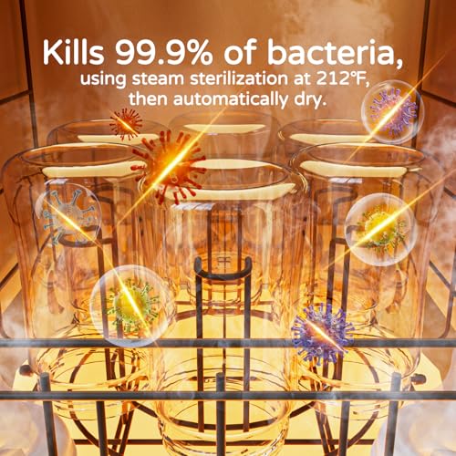 VBSUTO Baby Bottle Washer Pro,All-in-One Bottle Washer and Sterilizer and Dryer,Cleans 6 Baby Bottles Simultaneously,Baby Bottle Washer for Bottles, Pump Parts & Baby Essentials