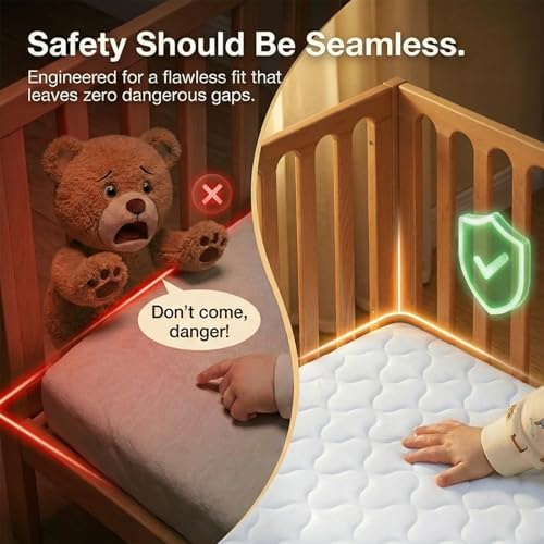 DeerFable Dual Sided Baby Crib Mattress, 5 Inch Thick Soft & Firm Memory Foam Breathable Toddler Mattress, 4 in1 Standard Baby Bed Mattresses with Removable Washable Cover 52x27.6x5 - Blue