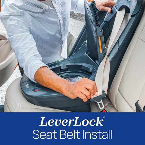 Chicco Fit360 ClearTex Rotating Convertible Car Seat with 360 Degree Rotation for Rear-Facing and Forward-Facing, LeverLock Self-Tensioning Lock System, Carbon/Grey