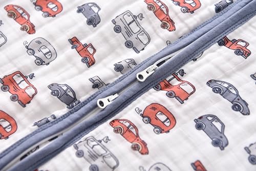 TADO MUSLIN Baby Sleep Sack 2-4 T Baby Wearable Blanket 100% Organic Cotton 0.5 TOG Toddler Sleep Sacks 2‑Way YKK Zipper Soft 4 Layers Muslin 2T 3T 4T Car Truck