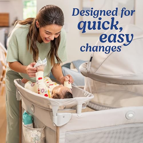 Graco Pack 'n Play Travel Dome Lux Playard, 4-in-1 Baby Playpen with Bassinet, Indoor or Outdoor Portable Playpen with UV 50 Canopy