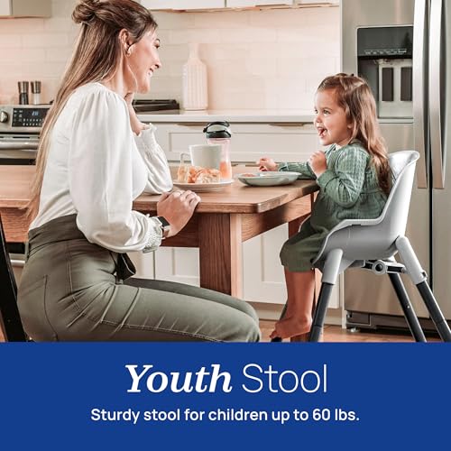 Chicco Zest 4-in-1 Folding High Chair, Feeding Chair, Toddler Chair and Youth Stool, Multi-Use Easy Clean High Chair, Seasalt/Grey