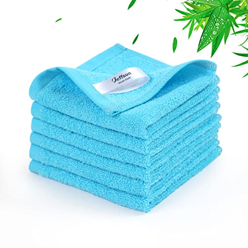 Baby Washcloths 6 Pack, 10x10 inch Heavenly Soft Blue Wash Cloths for Face and Body, Gentle & Safe Face Towels on Sensitive Skin, Baby Essentials Shower Gifts for Boy Infant Kid Toddler Children