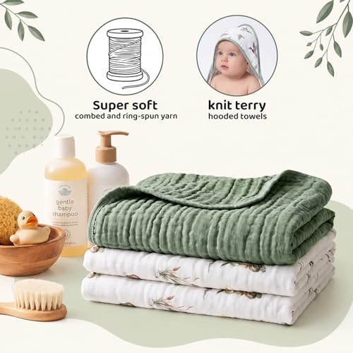 Gilprop 2 Pack Mallard Duck Baby Hooded Towels for Newborn 100% Muslin Cotton Duck Hunting Neutral Baby Bath Towel for Babies Infant Toddler and Kids, 32x32inch, Soft and Absorbent Kids Gift