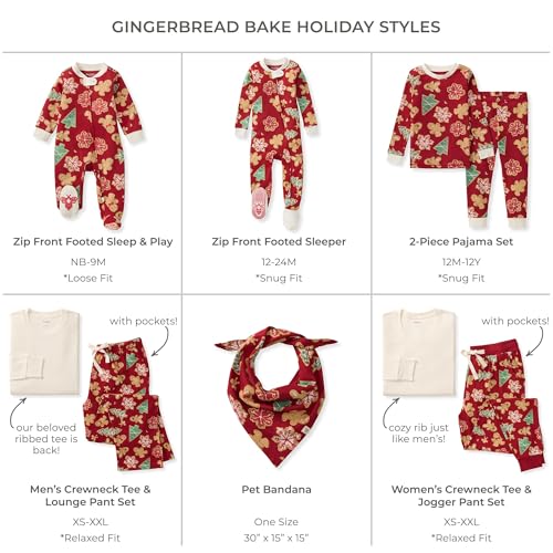 Burt's Bees Baby Family Matching Holiday Pajamas - Organic Cotton PJs for Infants, Toddlers, Kids, Men, and Women