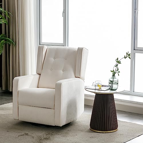 CANMOV Swivel Rocker Recliner Chair, Nursery Glider Chair, Nursery Rocking Chairs, Manual Reclining Chair, White