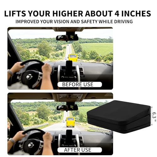 HOMBYS Adjustable Car Booster Seat for Short Drivers, 3 Heights for Different People, Adult Car Seat Cushions for Driving, Supportive Car Seat Pad for Lower Back Pain Reduce, (17"x12.8"x6.3", Black)
