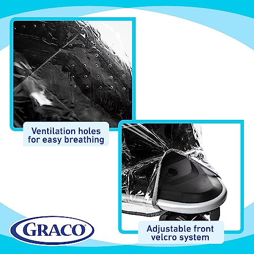 Graco Jogging Stroller Rain Cover – Waterproof Windproof Weather Shield, Universal Fit for Most Jogging Strollers, Ventilated Side Air Holes, Non-Toxic Clear Vinyl, Rain Snow Wind Dust Protection