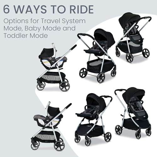 Britax Willow Grove SC Travel System, Infant Car Seat Stroller Combo with Willow SC Infant Car Seat, Alpine Base, and Grove Stroller; ClickTight Technology, SafeWash & StayClean Fabrics — Pindot Onyx