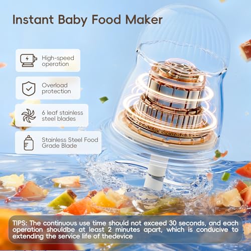 Baby Food Maker, Small Baby Food Processor Set, Fruit, Vegatable, Meat, 10oz Baby Food Maker & Puree Blender with Baby Containers, Food Freezer Tray, Silicone Spoons, Spatula