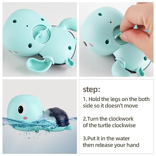 XAWACAH Bath Toy for Toddlers 6-12-18 Months, No-Hole Bathtub Toys with Baby Bath Animals, Wind-Up Turtles, Fishing Net & Storage Bag, Floating Toys for Toddlers 1-3 Year Old Boys Girls (11 Pack)