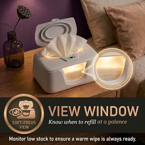 GOGO Pure Wet Wipe Warmer | Dispenser for Baby, Make Up, Adult Care - Auto Off Lights for Nighttime Changes, Dual Heat for Comfort, Top Heating, Moisture Lock Silicone and Large Capacity- Amazon only