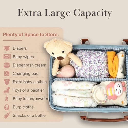 DOKUS & CO Baby Diaper Bag Tote, Large Mommy Bag for Travel, Blue
