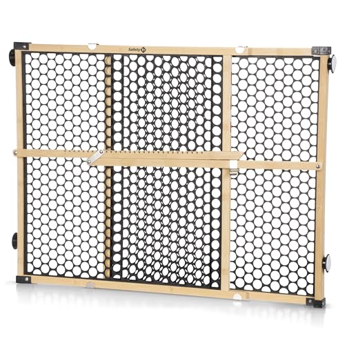 Safety 1st Bamboo Baby Gate for Doorways, No Drill Easy Install, Dog Gates, Fits 28"-42", 24" High, Bamboo and Black