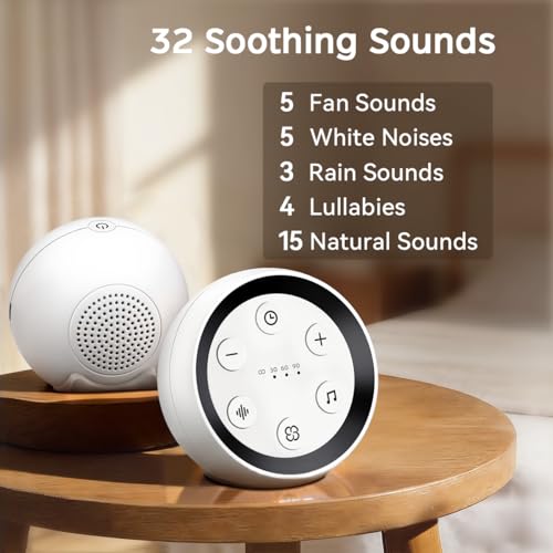 Sound Machine Baby Patter for Sleeping Cute White Noise Machine for Baby Kids Adults with 32 Soothing Sounds 32 Volume Levels Brown Noise Machine with 4 Timer Memory Funtion for Travel Office Privacy