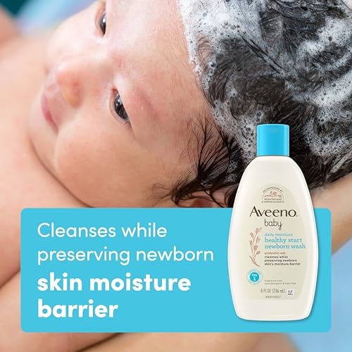Aveeno Baby Healthy Start Nourishing Newborn Wash, Hypoallergenic Baby Body Wash, Prebiotic Oat, Gently Cleanses Sensitive Skin, No added Fragrances & Parabens, Tear-free, 8 fl. oz