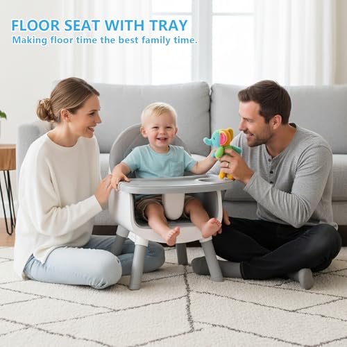 6 in 1 Baby High Chair for Babies and Toddlers, Booster Seat, Kids Learning Table & Chair (Grey)