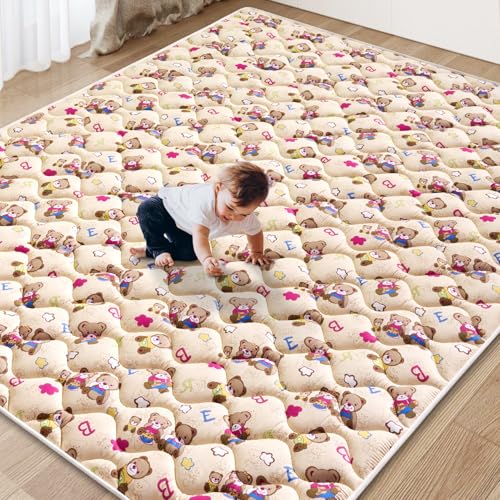 Baby Play Mat - 71" X 59",Premium Thicker Foam One-Piece Machine Washable, Extra Large Anti-Slip Soft Cushioning Foam Playmats for Babies and Toddlers, Foldable Baby Crawling Mat for Playpen