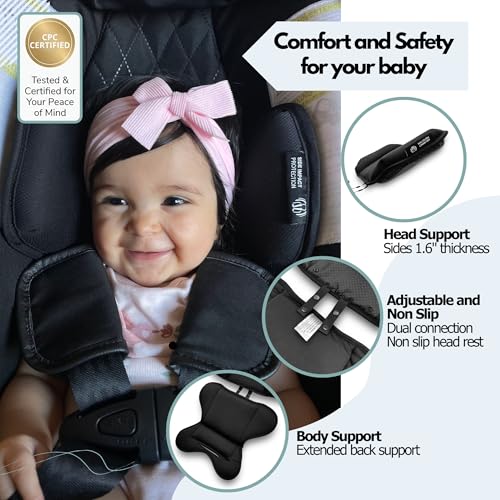 Infant Insert Compatible with Doona, Newborn Insert Replacement, Baby Head and Body Support, Fits Graco Snugride 35, Chicco KeyFit 30, Evenflo Pivot, Britax, Side Protection, Black