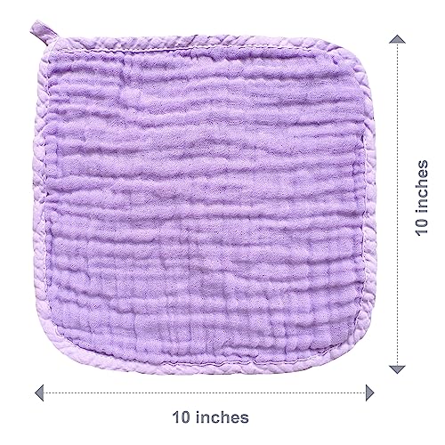SWEET DOLPHIN 12 Pack Baby Muslin Washcloths - Soft Face Cloths for Newborn, Absorbent Bath Wash Cloths, Wipes, Burp Rag - Toddlers Essentials Stuff, Baby Registry as Shower -10"x10", Multicolor