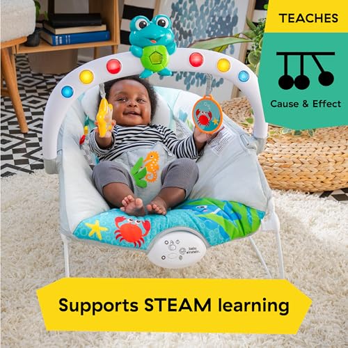 Baby Einstein Ocean Explorers Musical Bouncer Infant Seat, Kick to It Neptune, Unisex, for Ages 0-6 Months up to 20 lbs