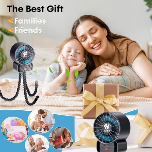 AMTIFO Portable Stroller Fan - 4-Speed Rechargeable USB Fan, Quiet Clip-on Baby Fans for Stroller Crib and Travel - Compact & Battery-Operated Cooling Fans for Baby Comfort on the Go