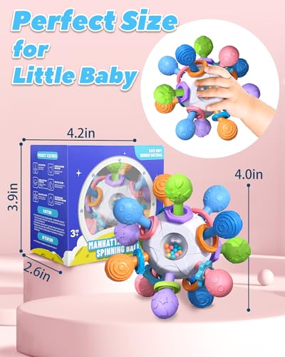 Baby Teething Toys for 0-6 6-12 Months Ages 0-2, Tummy Time Montessori Toys for Babies 0 3 6 9 12 18 Months, Newborn Infant Sensory Toys, Baby Gifts for Boys Girls