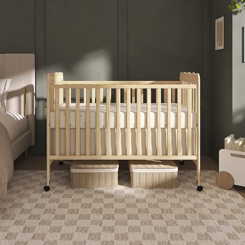 Dream On Me Carson Classic 3-in-1 Convertible Full-Size Baby Crib in Natural, GreenGuard Gold & BSA, 4 Mattress Heights, Converts to Day & Toddler Bed, Locking Wheels, Classic Nursery Design
