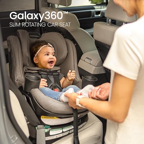 Britax Galaxy360 Slim Rotating Convertible Car Seat, 2-in-1 Rotating Car Seat for Infants & Toddlers with 360 SwivelSmooth Steel Ring, Extended Rear-Facing and ClickTight Installation – Pebble
