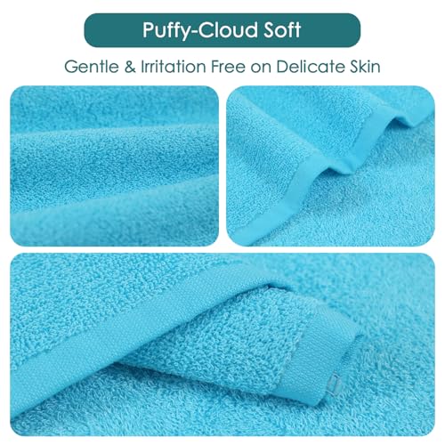 Baby Washcloths 6 Pack, 10x10 inch Heavenly Soft Blue Wash Cloths for Face and Body, Gentle & Safe Face Towels on Sensitive Skin, Baby Essentials Shower Gifts for Boy Infant Kid Toddler Children