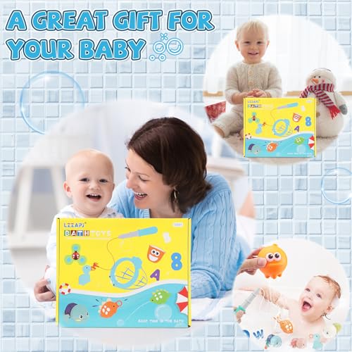 LZZAPJ Baby Bath Toys for Toddlers 1-3, Kid Bathtub Toy with 36 Foam Bath Letter & Number, Fishing Games with Fish Net, Water Pool Toy with Storage Bag, Shower Toy Gift for Boy Girl Infant 1 2 3 4 5 6