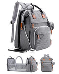 ISMGN Diaper Bag Backpack with Changing Station, Large Diaper Bag, Baby Bag, Multifunctional Diaper Bag, Gray