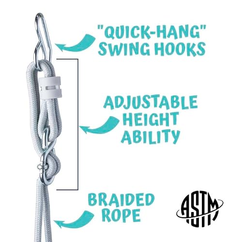 Sweeng Child Swing with Ease Z Adjust Harness Straps, Collapsible and Flexible Design, and Easy Hang Metal Hooks for Patio, Lawn, and Garden, Teal