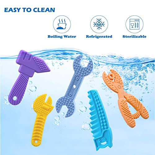 5PCS Baby Teething Toys, Silicone Sensory Chew Teether for Newborn Infant 0-6 9 12 18 Month ，Kids Travel Toys, BPA Free
