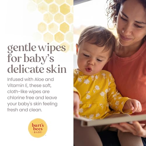Burt’s Bees Baby Wipes, Unscented Natural for Sensitive Skin with Aloe and Vitamin E - 72 Baby Wipes – 10 Pack